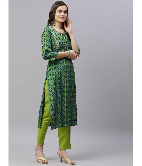 miravan - Green Straight Rayon Women's Stitched Salwar Suit ( Pack of 1 ) - None