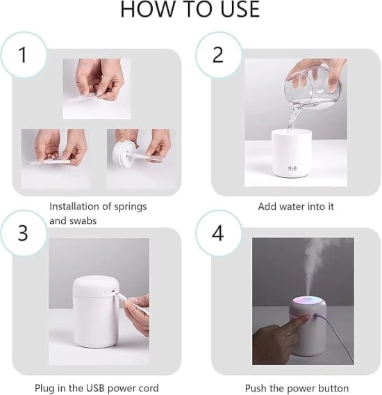 KIT & CO Mini Humidifier for Room Moisture,Aroma Diffuser, Mist Maker,Cool Mist Humidifier, Small Air filter Humidifier,Ultrasonic usb Essential Oil Electric Essential car office Desktop