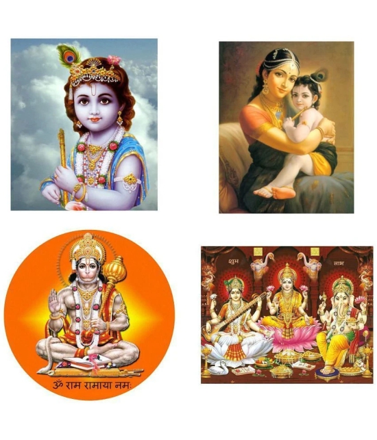 Asmi Collection Set of 4 God Hanuman Shiva Krishna for Temple Wall Sticker ( 60 x 60 cms )