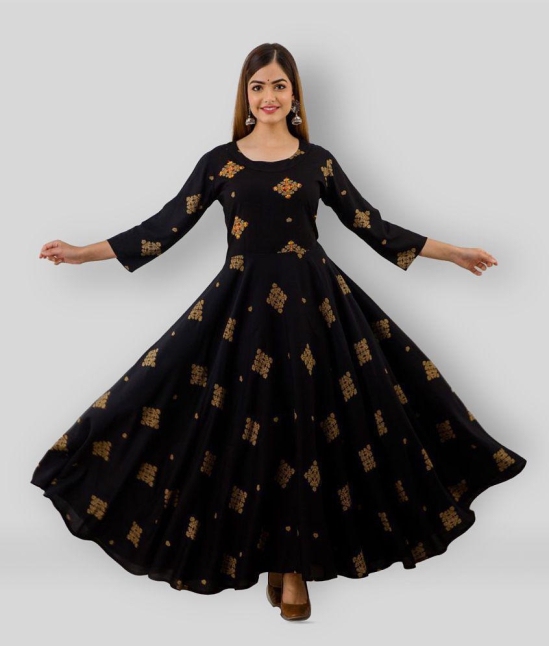 Lee Moda - Black Rayon Womens Anarkali Kurti ( Pack of 1 ) - S