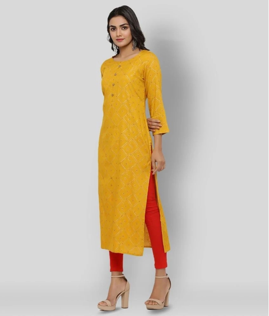 KIPEK - Yellow Rayon Womens Straight Kurti - S