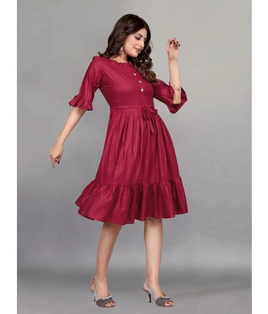 JULEE - Maroon Rayon Womens Fit & Flare Dress ( Pack of 1 ) - None