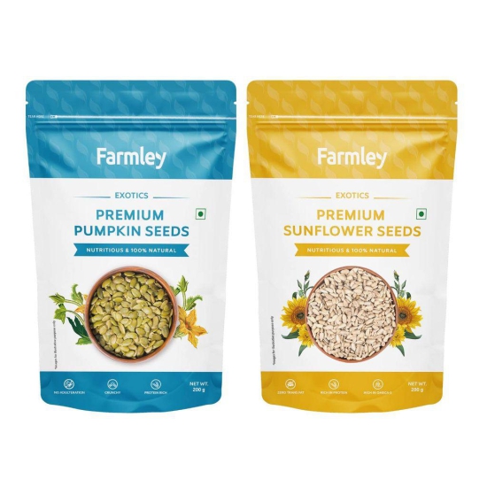 Farmley Premium Seeds Combo Pack for Eating | Total 400g  each 200g | Healthy Breakfast Diet | Sunflower Seeds 200g | Pumpkin Seeds 200g