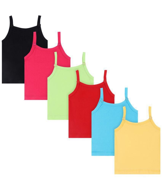 Dyca Girls Sleeveless Solid Vest Dori Neck Assorted Pack Of 6 - None