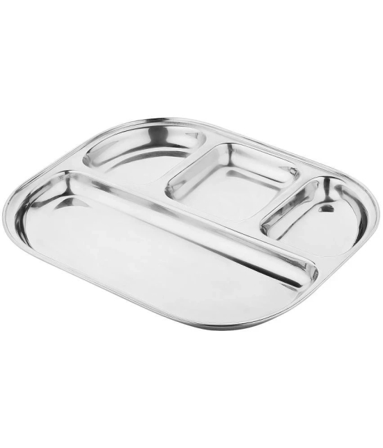 Dynore 6 Pcs Stainless Steel Silver Partition Plate - Silver