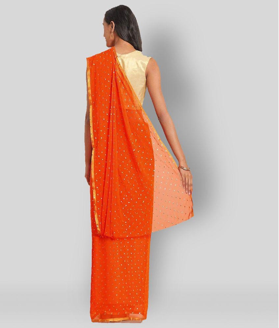 Bhuwal Fashion - Orange Georgette Saree With Blouse Piece ( Pack of 1 )