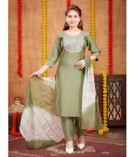 Aarika Green Silk Girls Kurta and Pant Set ( Pack of 1 ) - None