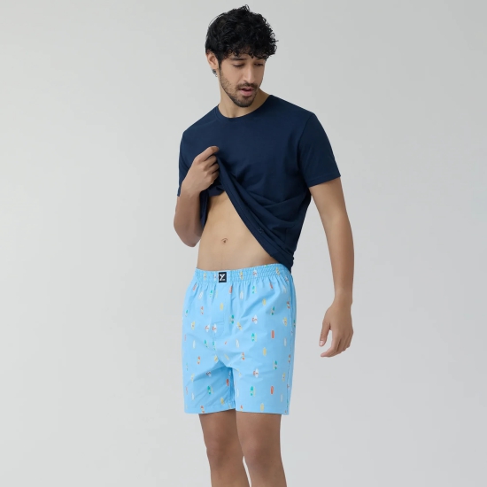 Surf Super Combed Cotton Boxer Shorts SurfBoard Blue XL