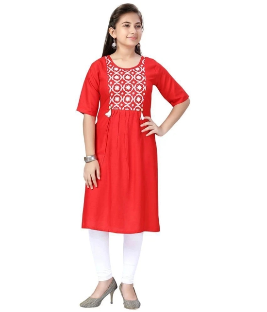 Aarika Red Cotton Girls Kurti Legging Set ( Pack of 1 ) - None