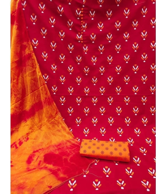 Apnisha - Unstitched Red Cotton Dress Material ( Pack of 1 ) - Red