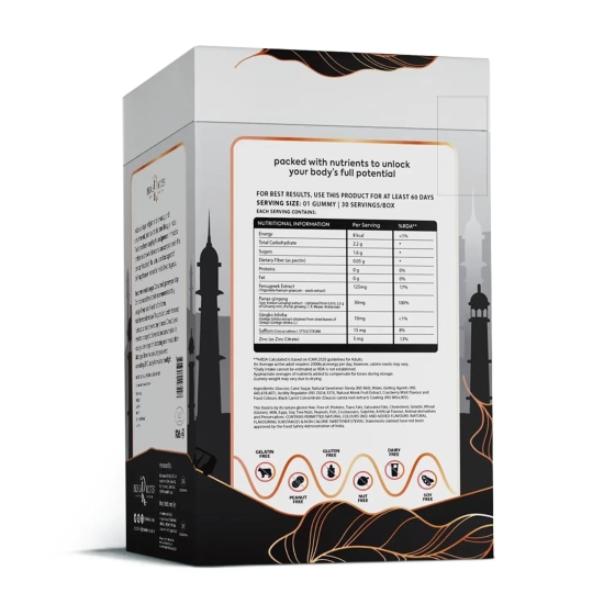 Indus Roots Testosterone Boost Gummy - Fenugreek Extract, Korean Ginseng, Ginkgo Biloba & Zinc