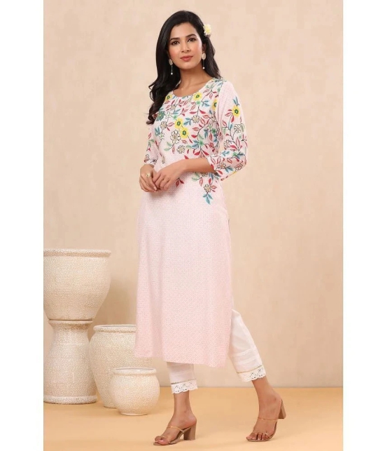 Juniper Rayon Printed Straight Womens Kurti - Pink ( Pack of 1 ) - None