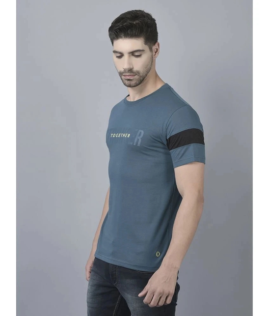 Dollar Cotton Blend Regular Fit Printed Half Sleeves Mens T-Shirt - Blue ( Pack of 1 ) - None