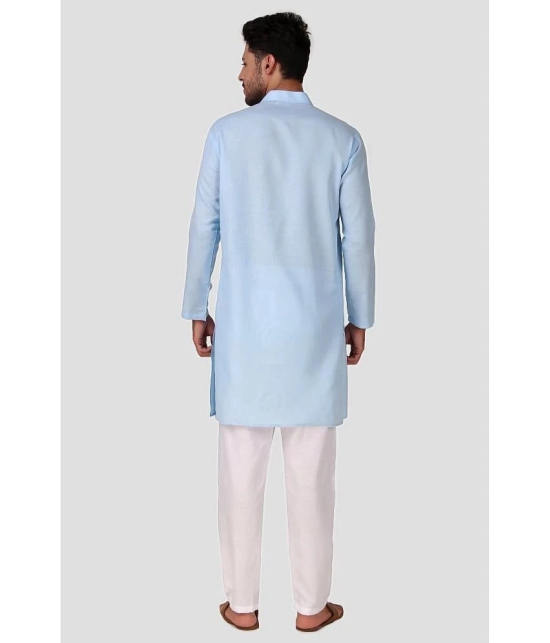 Preen Sky Blue Cotton Blend Regular Fit Mens Kurta Pyjama Set ( Pack of 1 ) - None