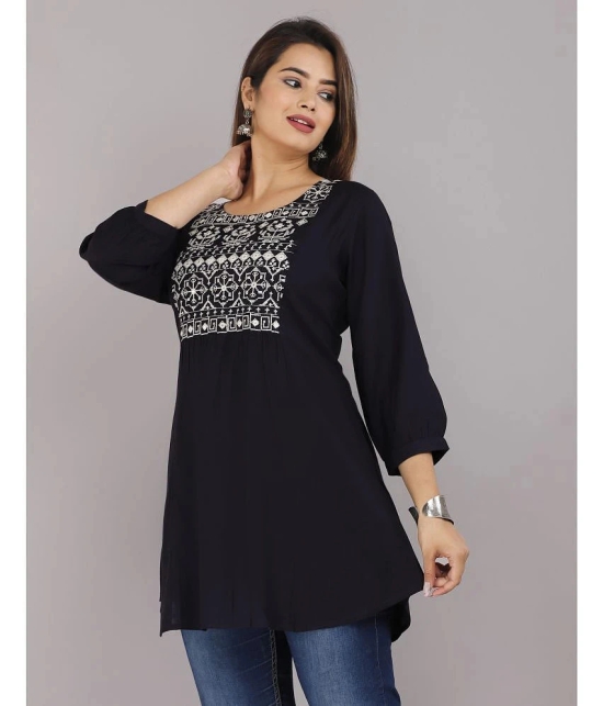 HIGHLIGHT FASHION EXPORT - Navy Blue Rayon Womens Flared Kurti ( Pack of 1 ) - None