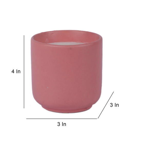 Pink Ceramic Glass Wax Candle Set of  2-Gold