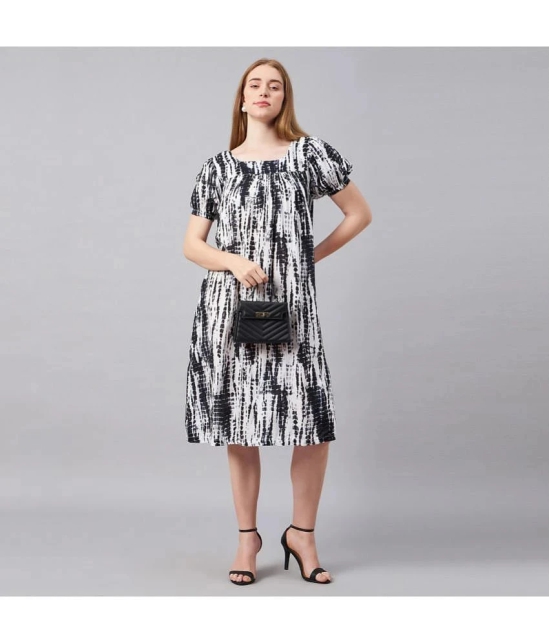 Chrome & Coral Rayon Printed Midi Womens Fit & Flare Dress - Black ( Pack of 1 ) - None