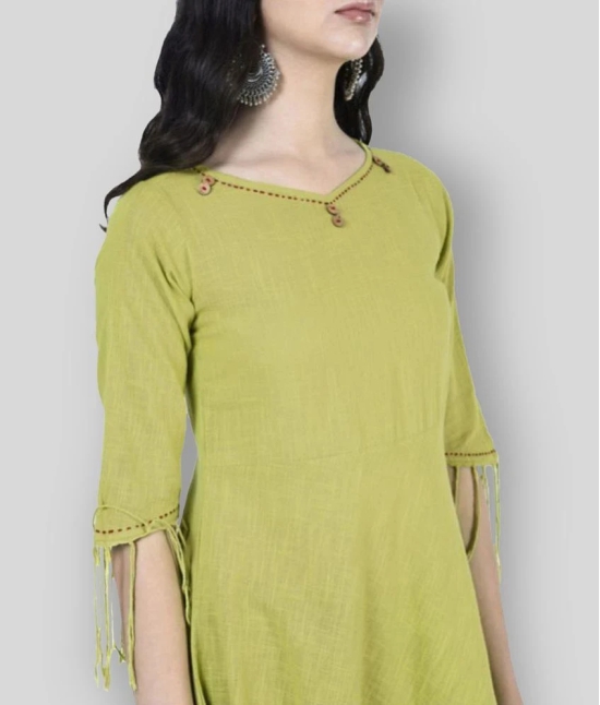 Yash Gallery - Green Cotton Womens Asymmetrical Kurti ( Pack of 1 ) - XXL