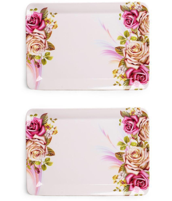 HomePro - Multicolor Floral Design Tray Multicolor Serving Tray ( Set of 2 )