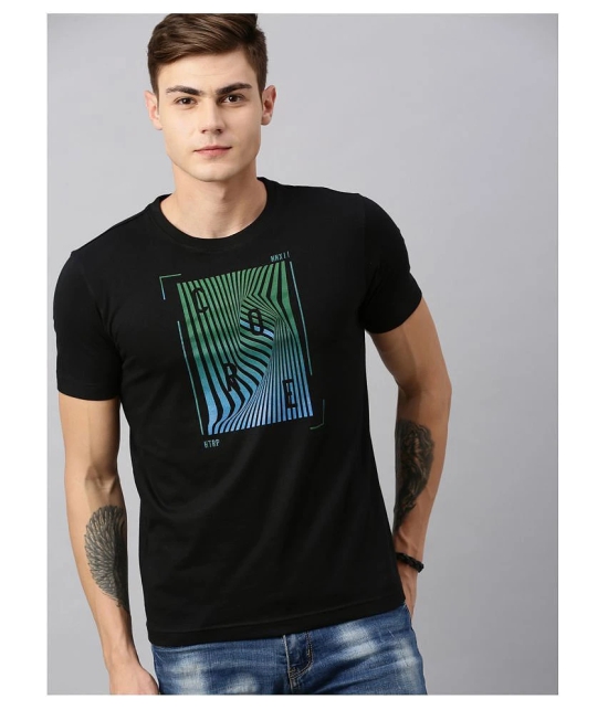 Huetrap Cotton Blend Black Printed T-Shirt Single Pack - None