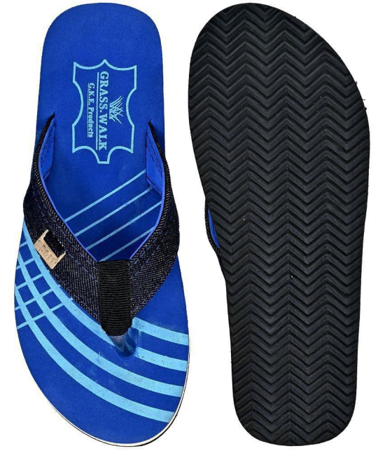 GRASS WALK - Blue Mens Thong Flip Flop - None