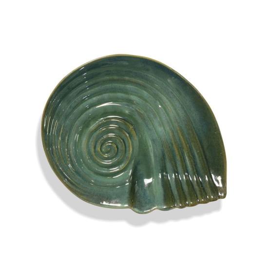 Ceramic Dining Emerald Green Sea Shell  Glazed Ceramic Serving Platter