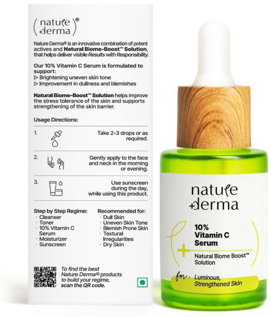 Nature Derma 10% Vitamin C Serum with Natural Biome-Boost To Reduce Wrinkles| 30ml