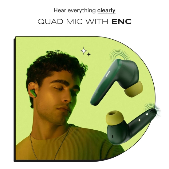 Noise Buds VS401 In-Ear Truly Wireless Earbuds with 50H of Playtime, Low Latency (up to 50ms), Quad Mic with ENC, Instacharge (10 min = 200 min), 10mm Driver, BT v5.3 Forest Green