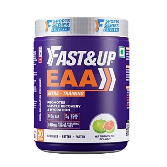 FAST&UP EAA Intra - Training/Workout drink (EAAx9) with BCAA+Electrolyte Blend+Vitamin Booster helps Muscle Recovery All 9 Essential Amino Acid-Pack of 30 servings,powder (Watermelon Splash), Purple