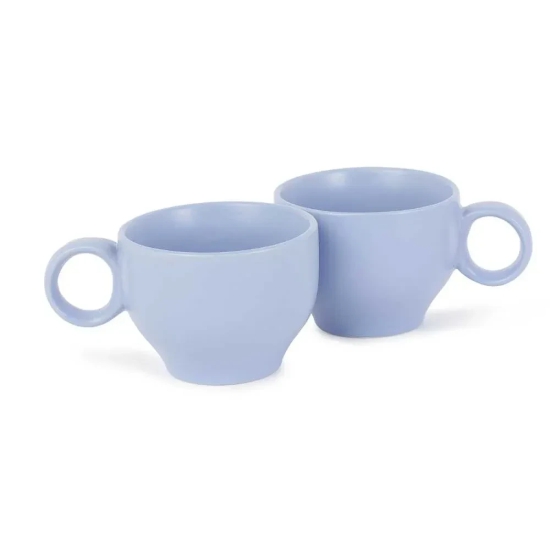 Ring Handle Ceramic Cup  | Set of 2 Emerald Green