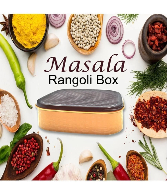 Masala Rangoli Box Dabba for Keeping Spices, Spice Box for Kitchen, Plastic Wooden Style Masala Box, Masala Container, Masala Dabba - Multicolor