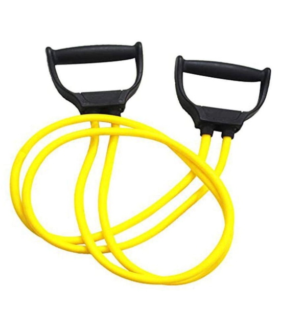 Double Toning Resistance Tube Heavy Quality Pull Rope Elastic Rubber Exercise Band for Stretching, Workout, Home Gym and Toning with Heavy Quality Grip D Shaped Handles for Men and Women(YEL