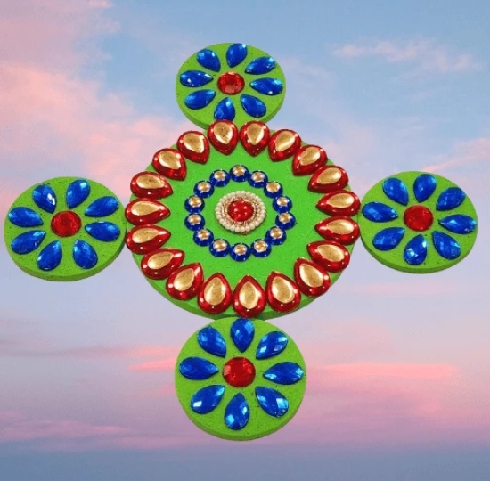 Handmade Floating Rangoli with 4 siders