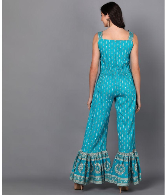 KIPEK - Turquoise Rayon Regular Fit Womens Jumpsuit ( Pack of 1 ) - None