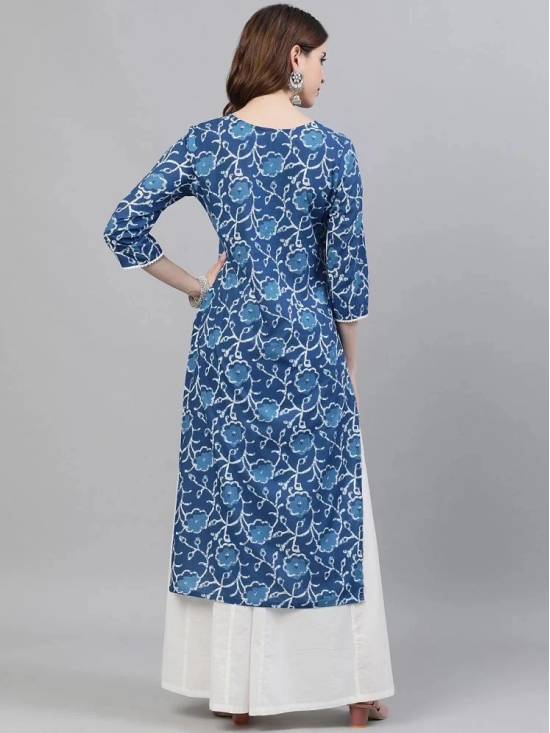 Antaran Cotton Printed Straight Womens Kurti - Blue ( Pack of 1 ) - None