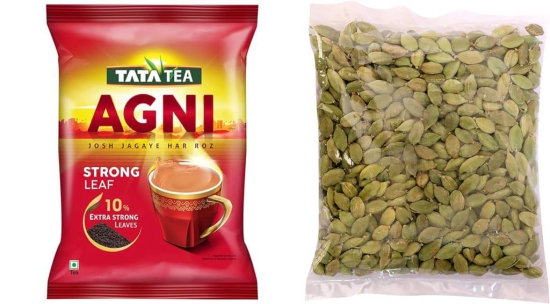 Tata Tea Agni | Strong chai With 10% Extra Strong Leaves | Black Tea | 1 kg pack + Green Elaichi 25 gm