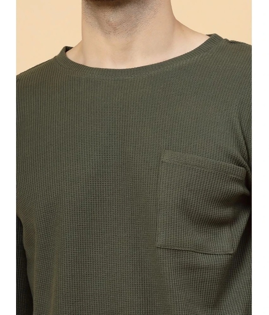 Rigo Cotton Slim Fit Self Design Full Sleeves Mens T-Shirt - Olive ( Pack of 1 ) - None