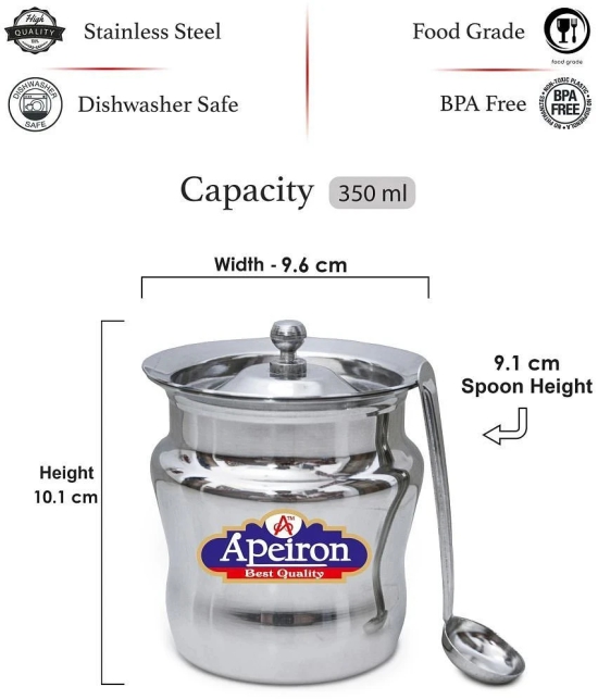 APEIRON - Silver Steel Food Container ( Pack of 1 ) - Silver