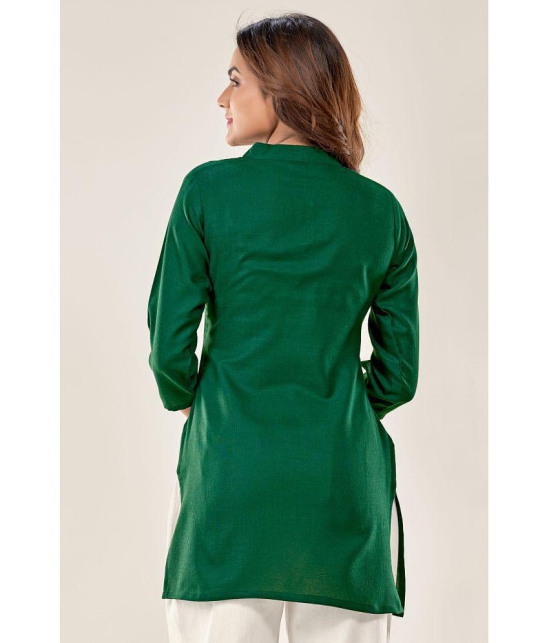 Glomee - Green Cotton Women's Tunic ( Pack of 1 ) - None