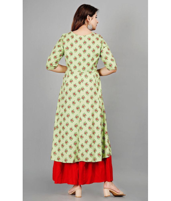 Smien - Green Anarkali Rayon Women''s Stitched Salwar Suit ( Pack of 1 ) - None