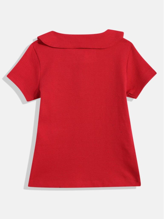 Girls Red Collar T-shirt