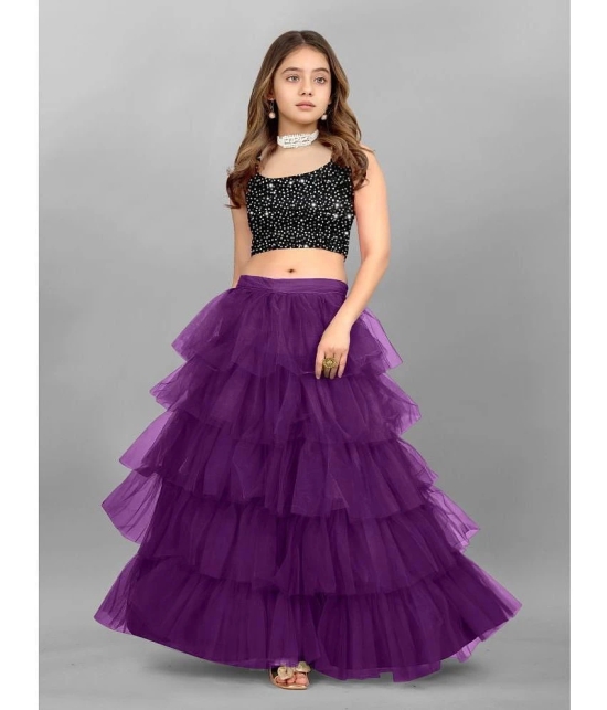 Apnisha - Purple Net Girls Lehenga & Crop Top ( Pack of 1 ) - None