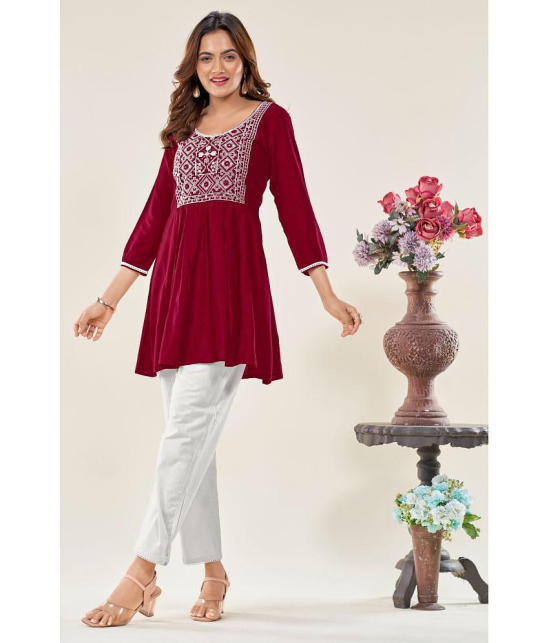 Glomee - Maroon Viscose Women's Tunic ( Pack of 1 ) - None