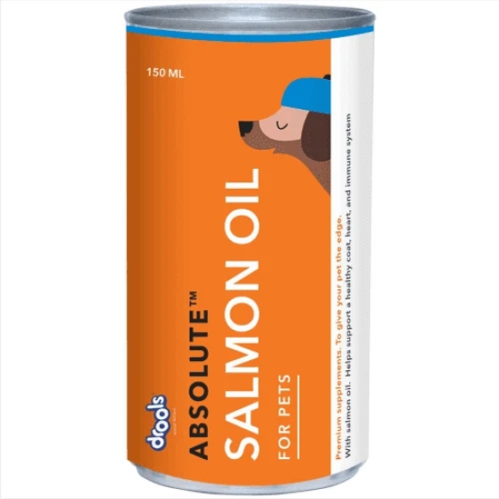 Drools Absolute Salmon Oil Syrup Supplement and Vitamin Supplement Tablets for Dogs Combo-3x150mL + 50pcs