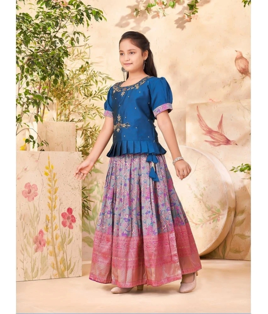 Aarika Teal Silk Girls Lehenga Skirt ( Pack of 1 ) - None