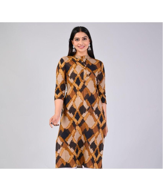 MAUKA Rayon Printed Straight Womens Kurti - Brown ( Pack of 1 ) - None