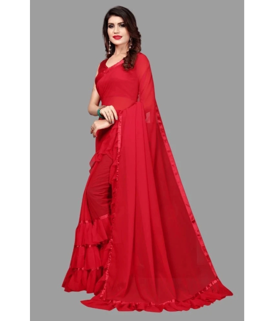 Apnisha - Maroon Georgette Saree With Blouse Piece ( Pack of 1 ) - Maroon