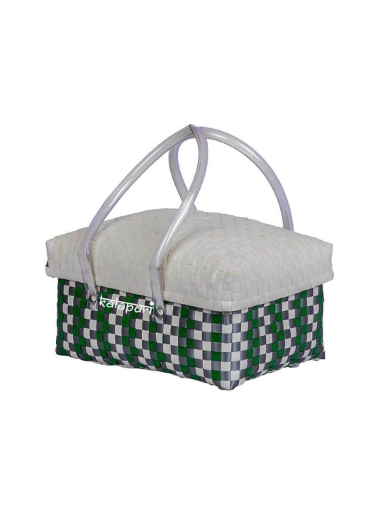 Woven Shopping Half Basket with Lid