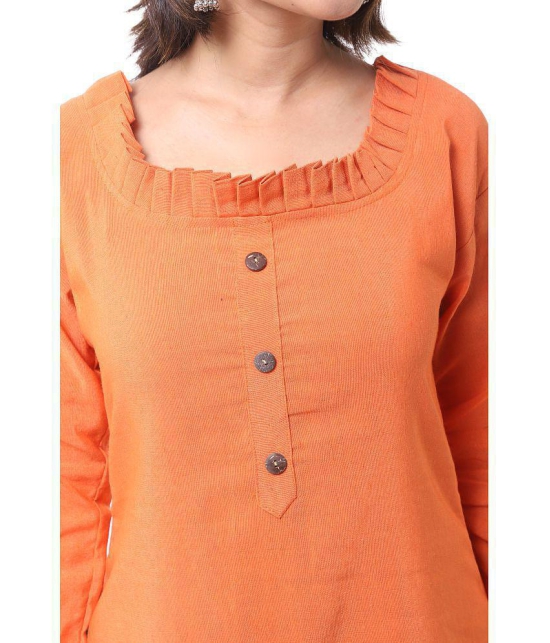 DESHBANDHU DBK - Orange Cotton Womens Straight Kurti - None