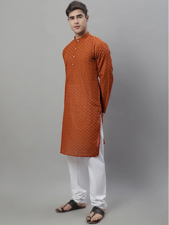 Jompers Men Brown Chikan Kurta with Churidar-XXL / Brown